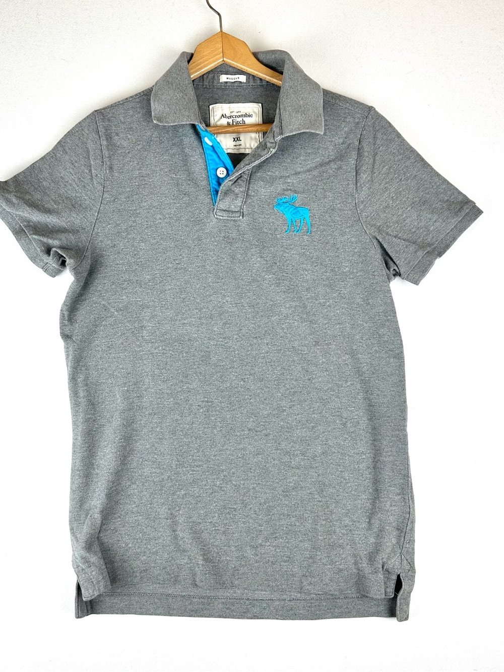 Vintage Abercrombie & Fitch Muscle Polo Large Embroidered Moose Y2K